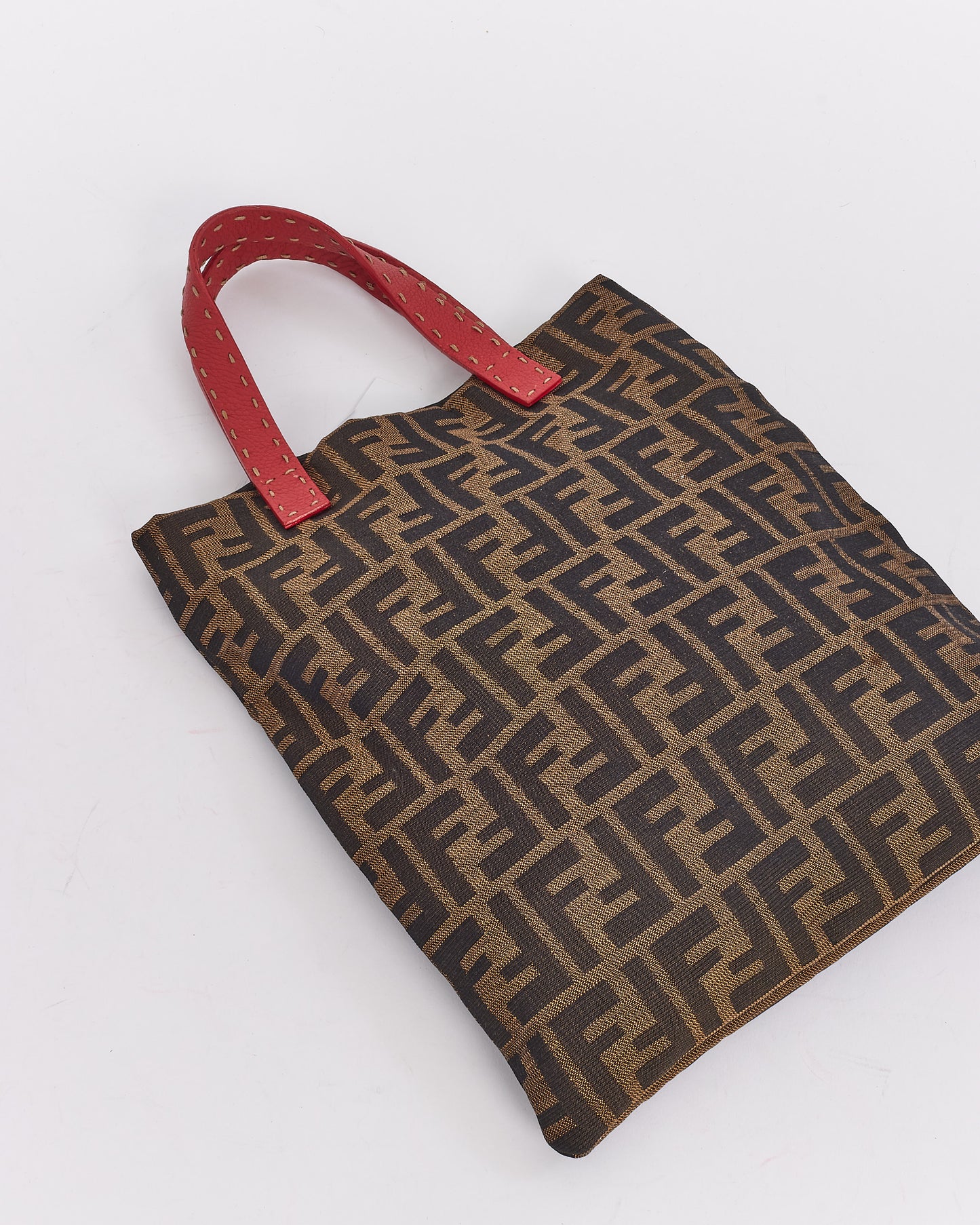 Fendi Brown & Red Canvas Tokyo Tote Bag