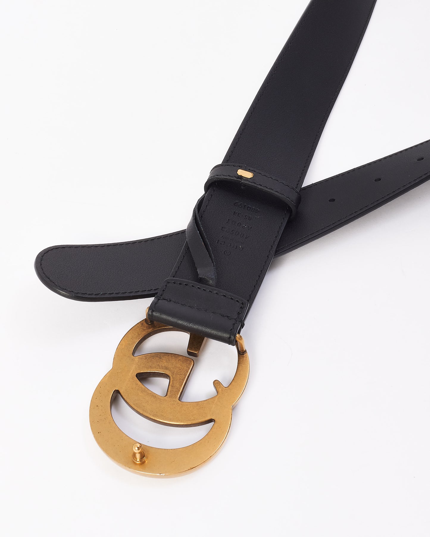 Ceinture Gucci Double GG Marmont en cuir noir - 85/34