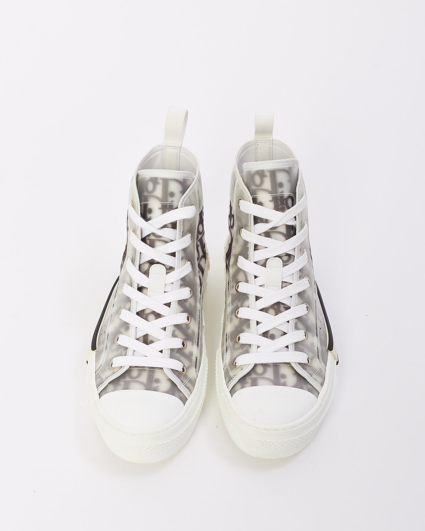 Baskets montantes B23 en toile oblique noire et blanche Dior - 38,5