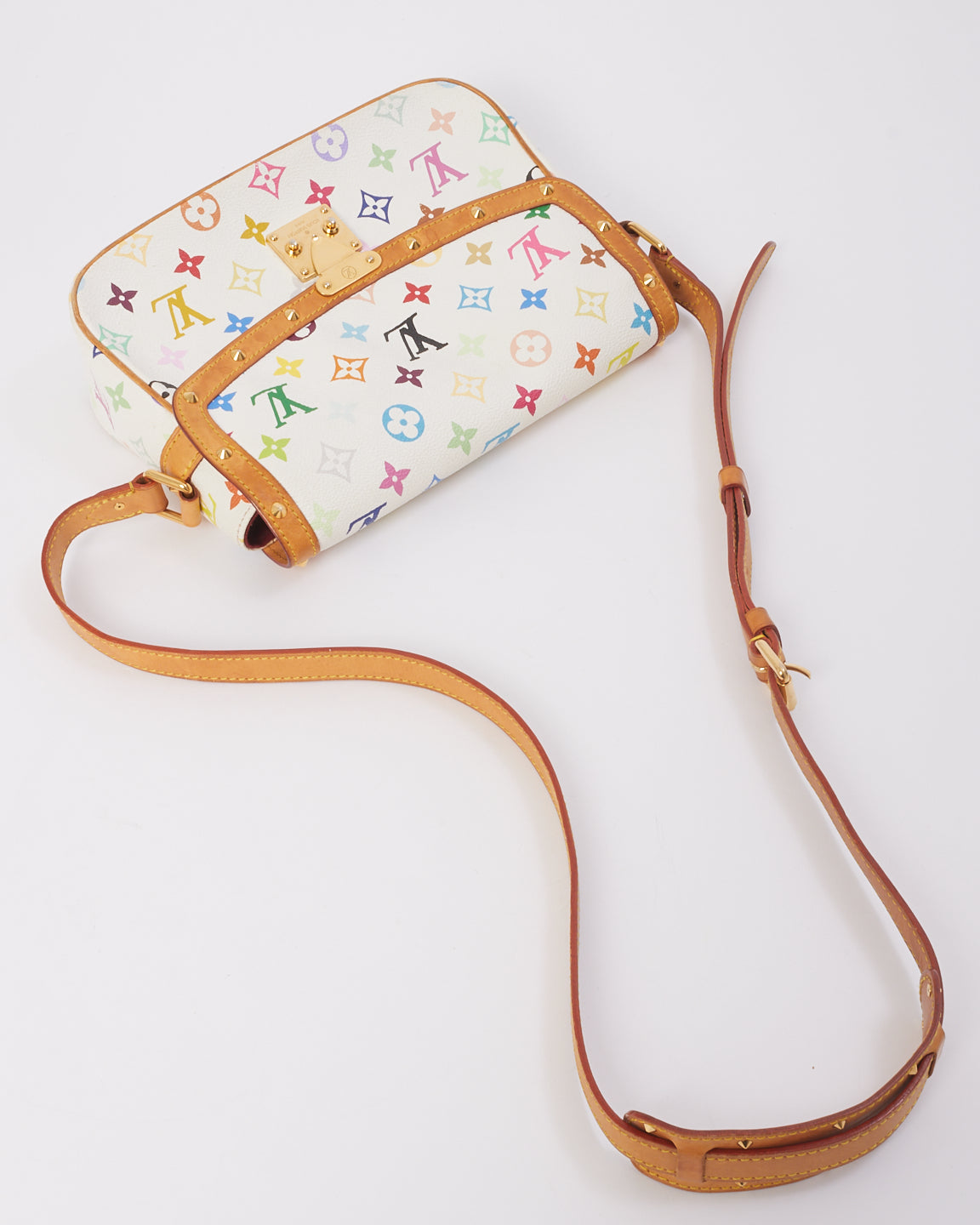 Sac à bandoulière Louis Vuitton blanc monogramme multicolore Murakami Sologne