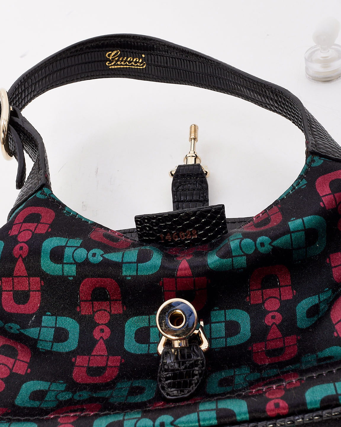 Gucci Black Green & Red Satin Mini Jackie Bag