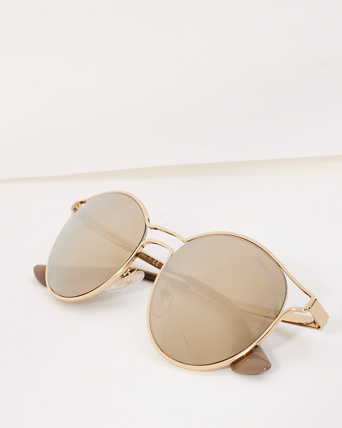 Prada Silver Mirrored Metal Round Frame SPR62S Sunglasses