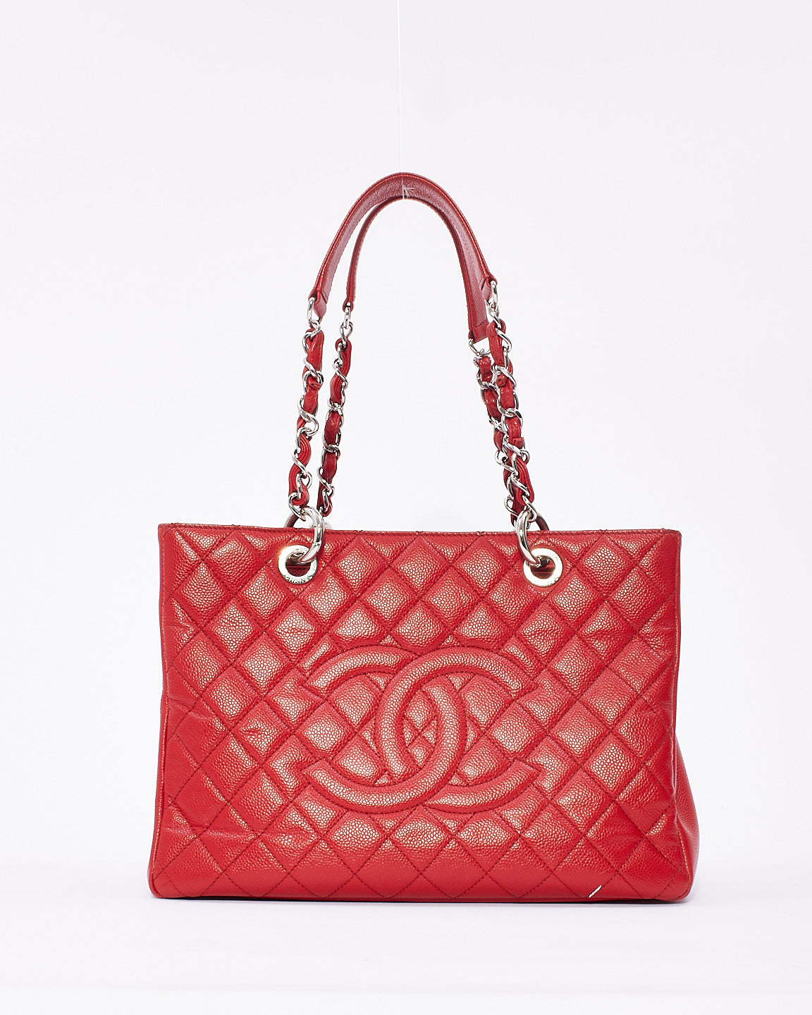 Buy Chanel Red Caviar Leather Grand Shopping Tote Authenticated