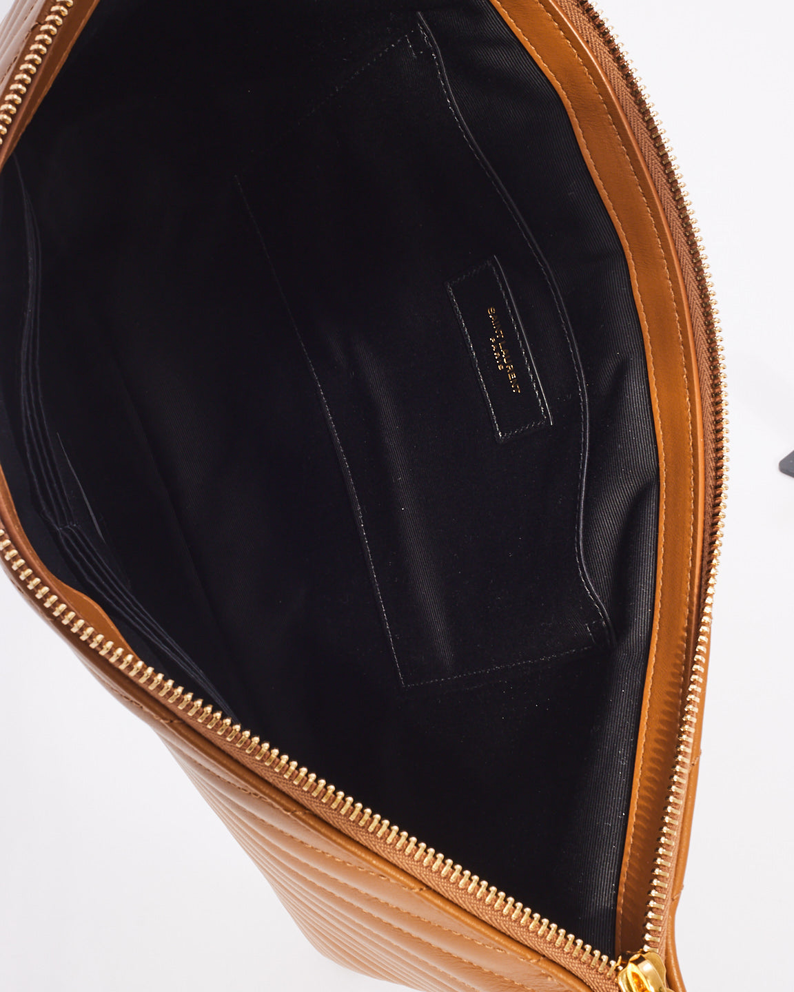 Saint Laurent Tan Matelassé Quilted Leather Document Holder Cassandra Pouch