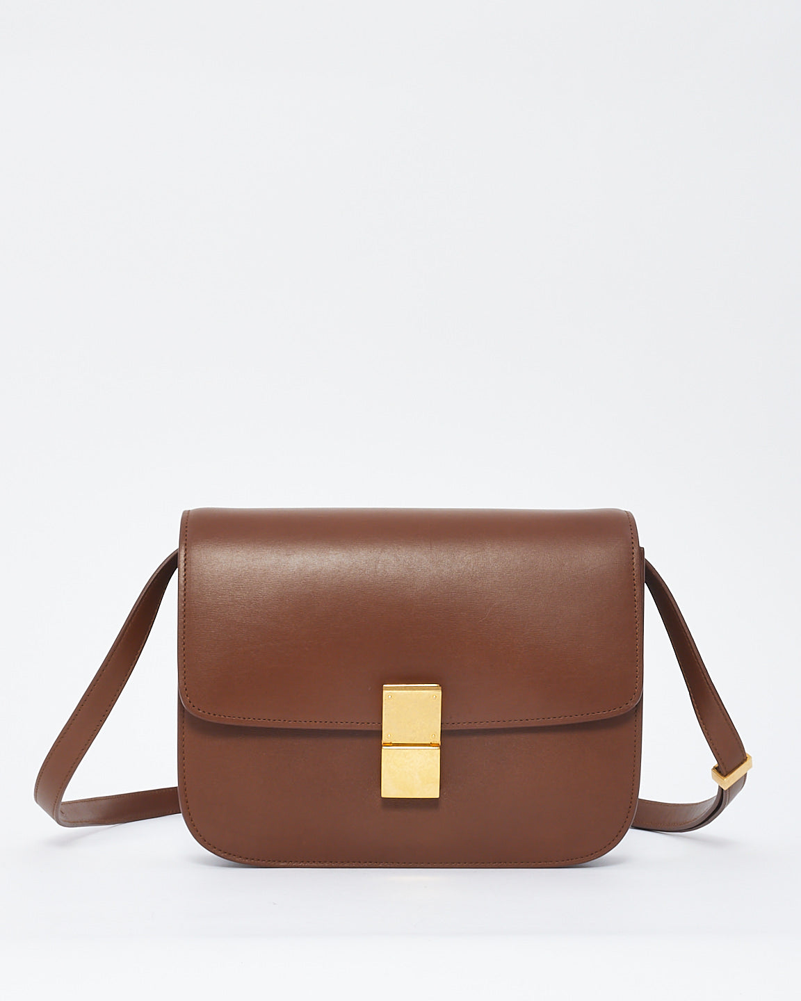 Explore a Celine Tan Box Calfskin Leather Medium Classic Bag