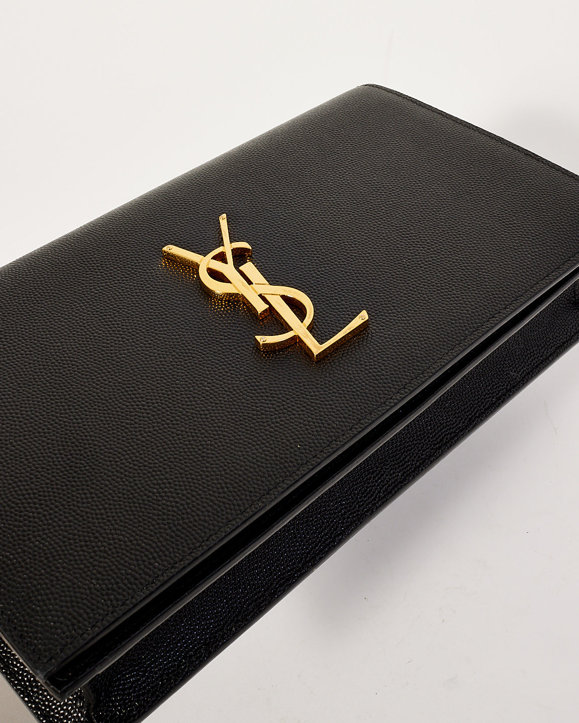 Saint Laurent Black Grained Leather Kate Clutch