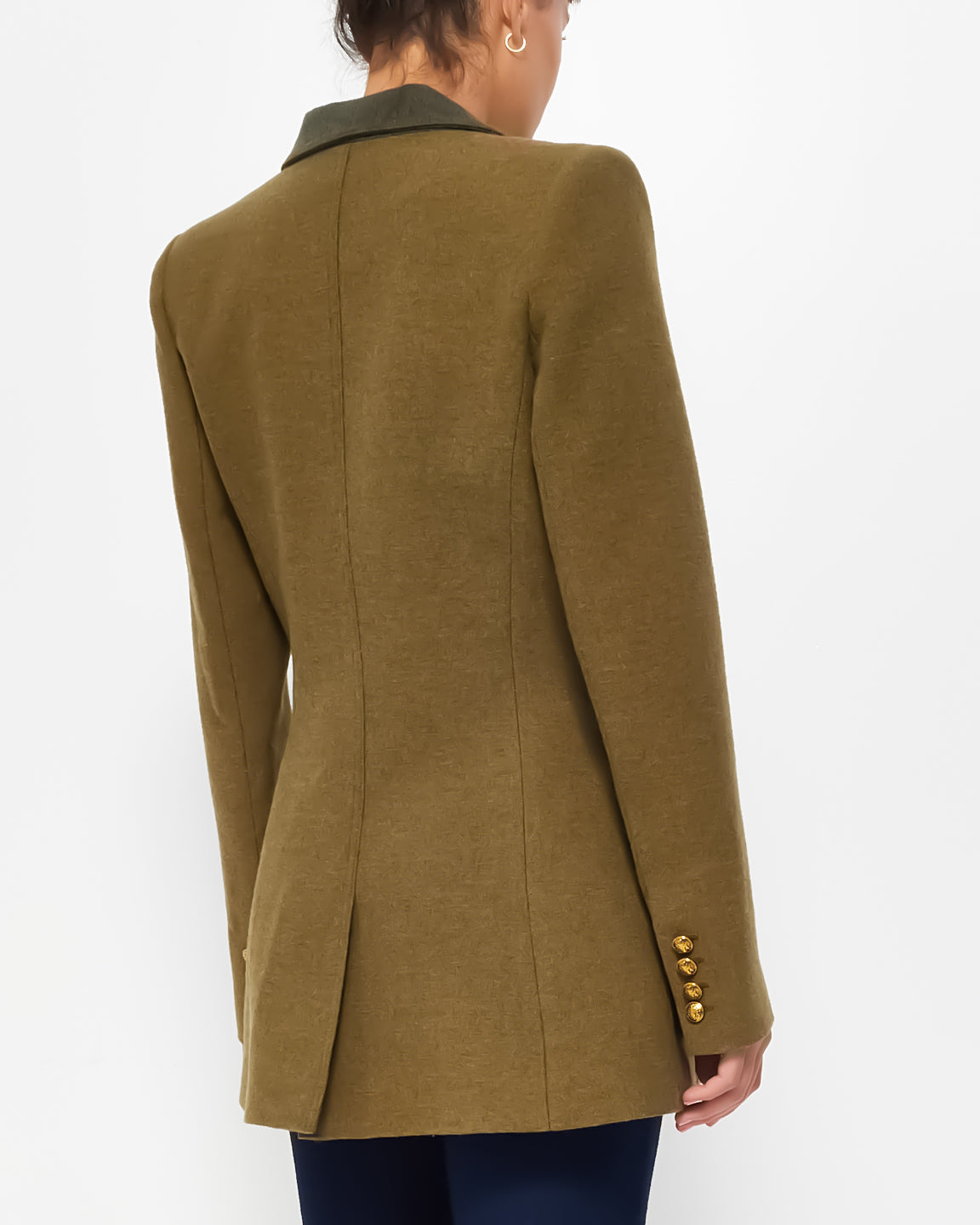 SMYTHE Khaki Green Long Wool Blazer - 6