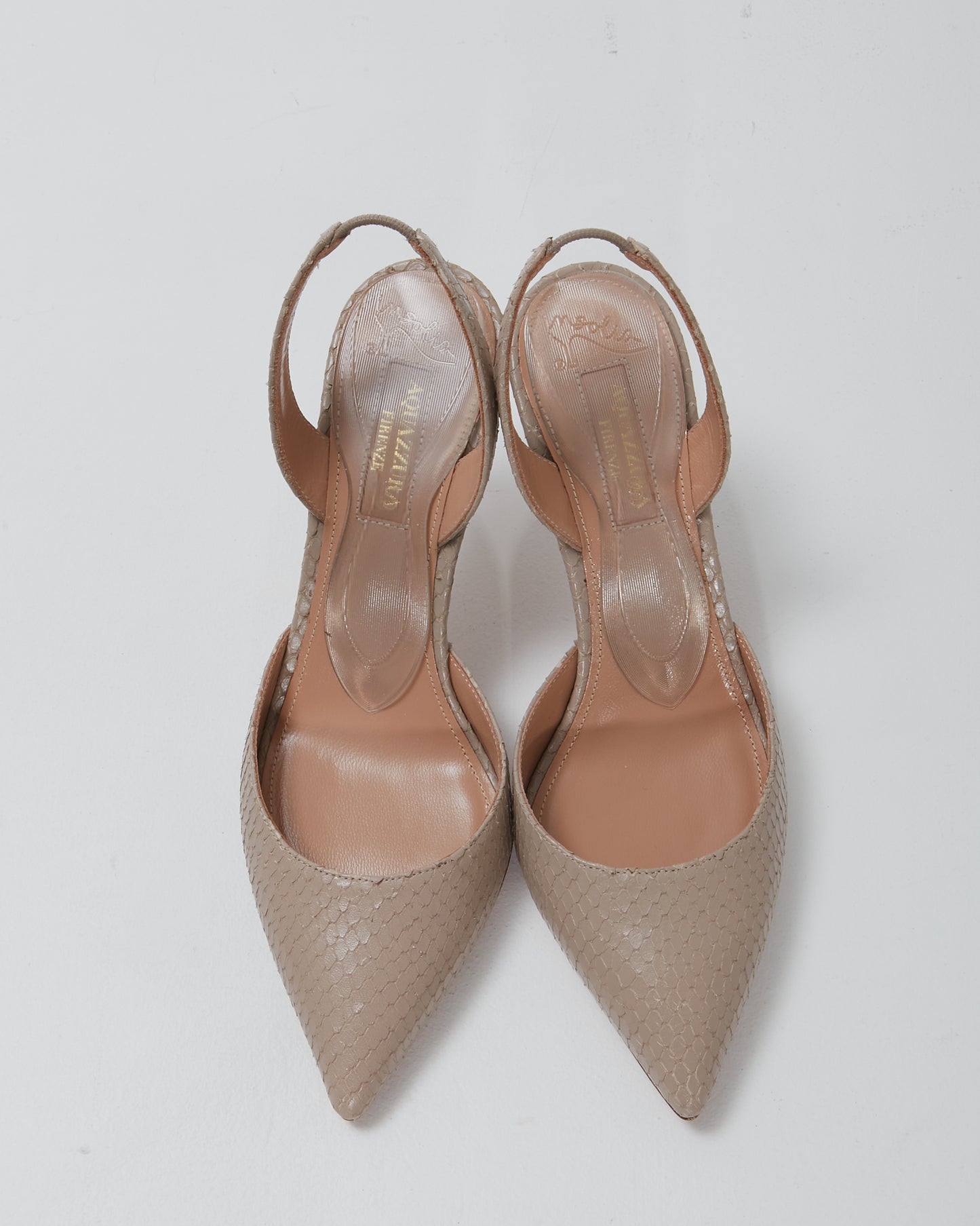 Aquazzura Grey Python Slingback Pointed Toe Pumps - 36.5