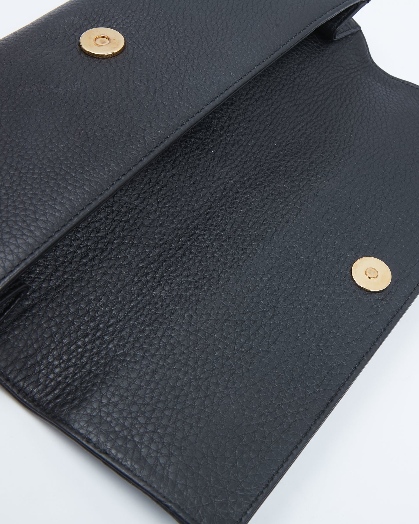 Gucci Black Pebbled Leather Romy Clutch