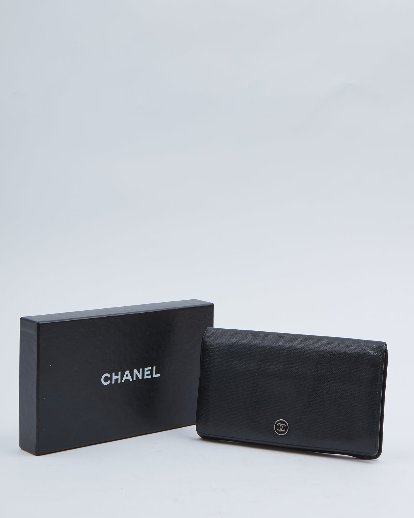Chanel Black Leather Sevruga Bifold Wallet