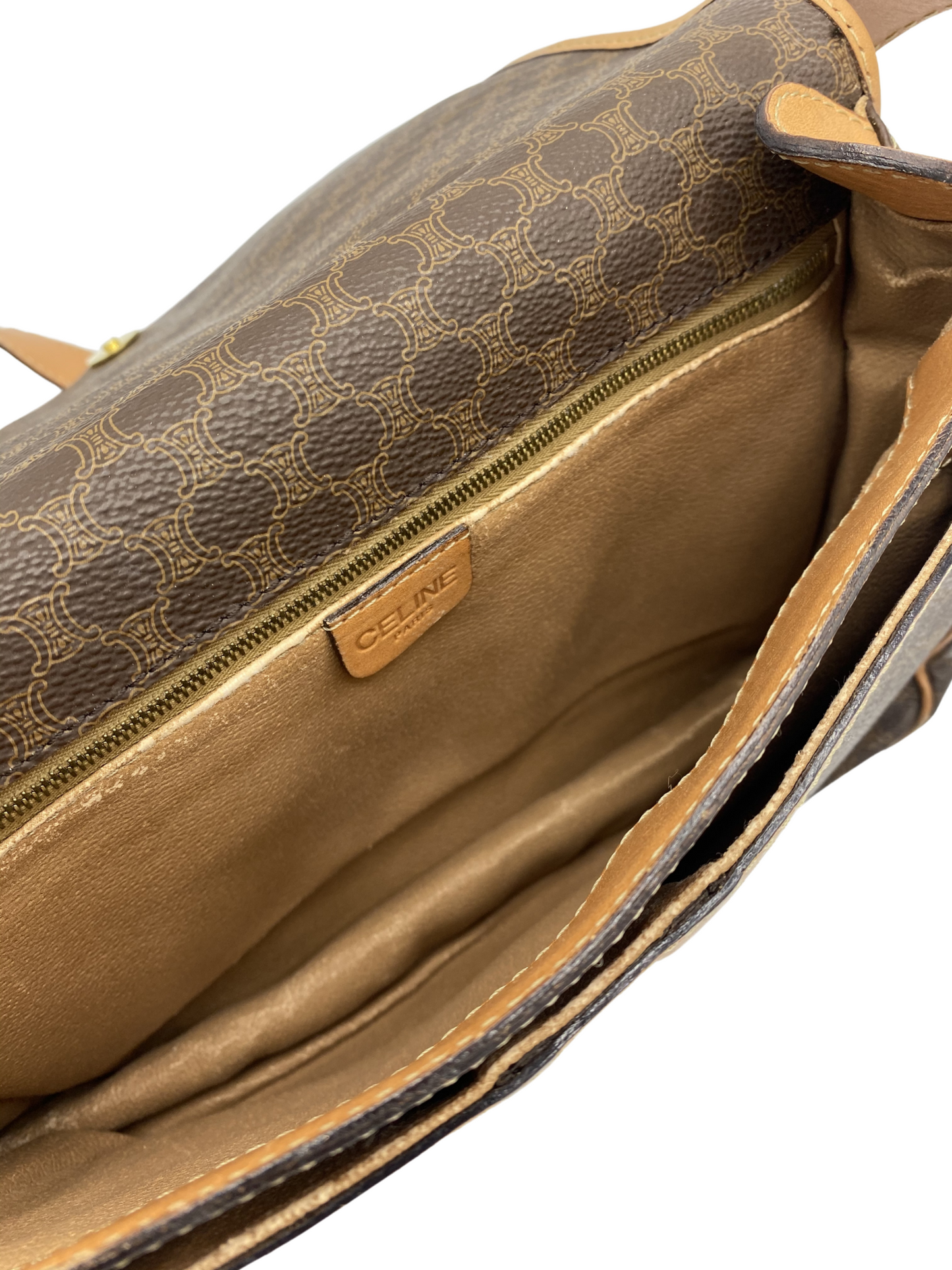 Sac à bandoulière Macadam en toile enduite marron vintage Celine