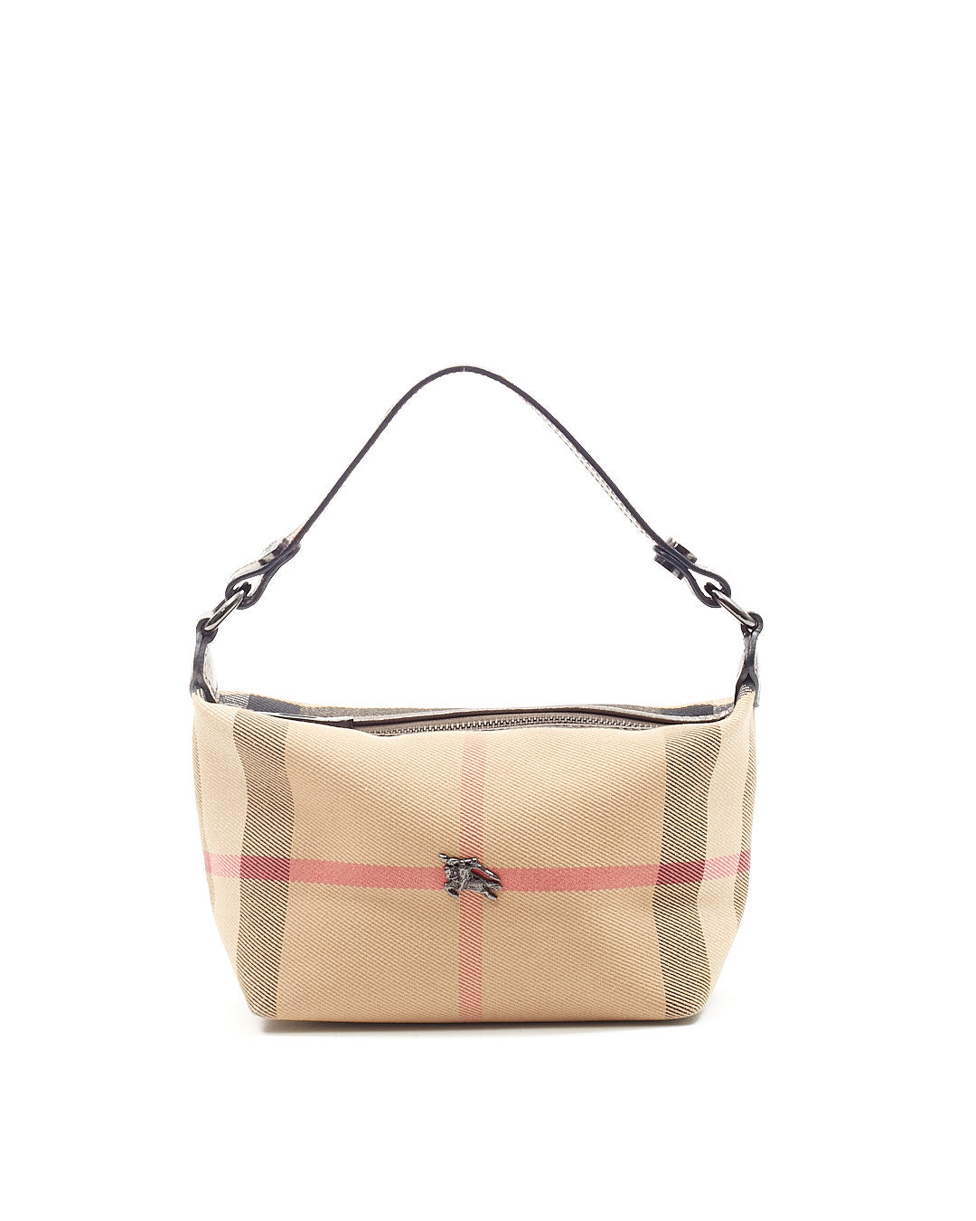 Explore a Burberry Beige Nova Check Canvas & Metallic Leather Mini