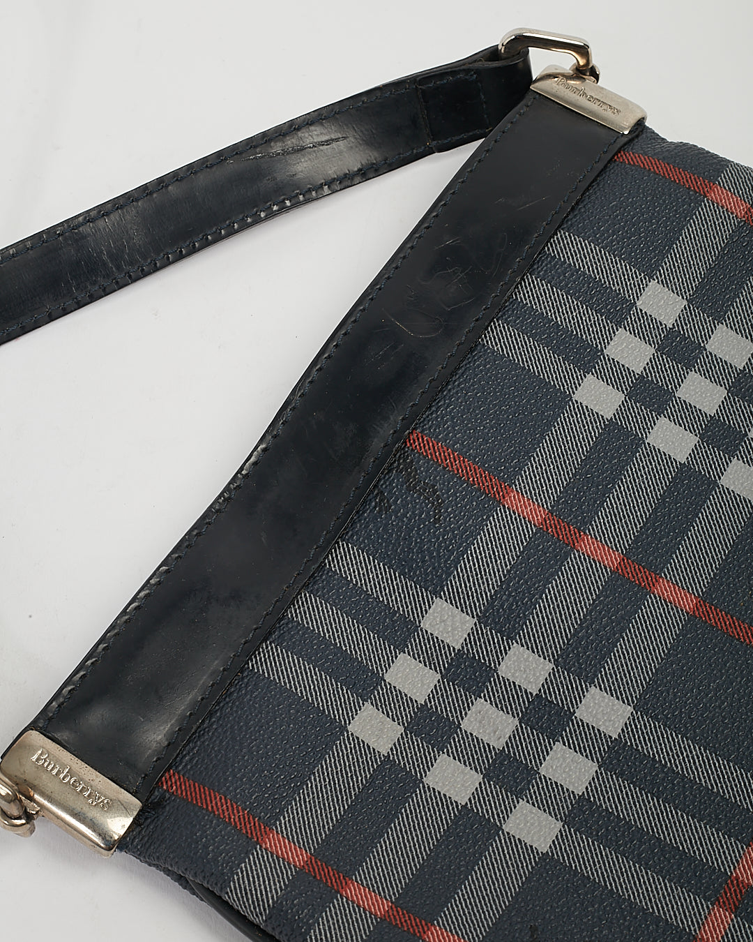 Burberry Navy Coated Canvas Nova Check Crossbody Bag