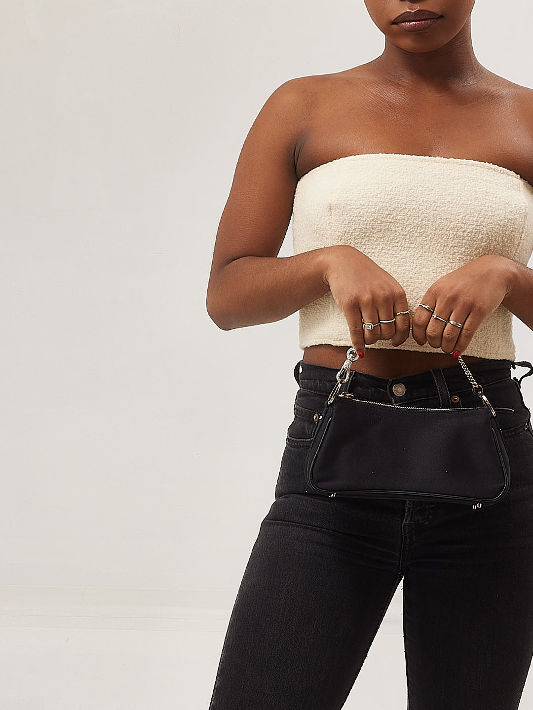 Dior Black Canvas Crystal Detail Vintage 2003 Evening Bag