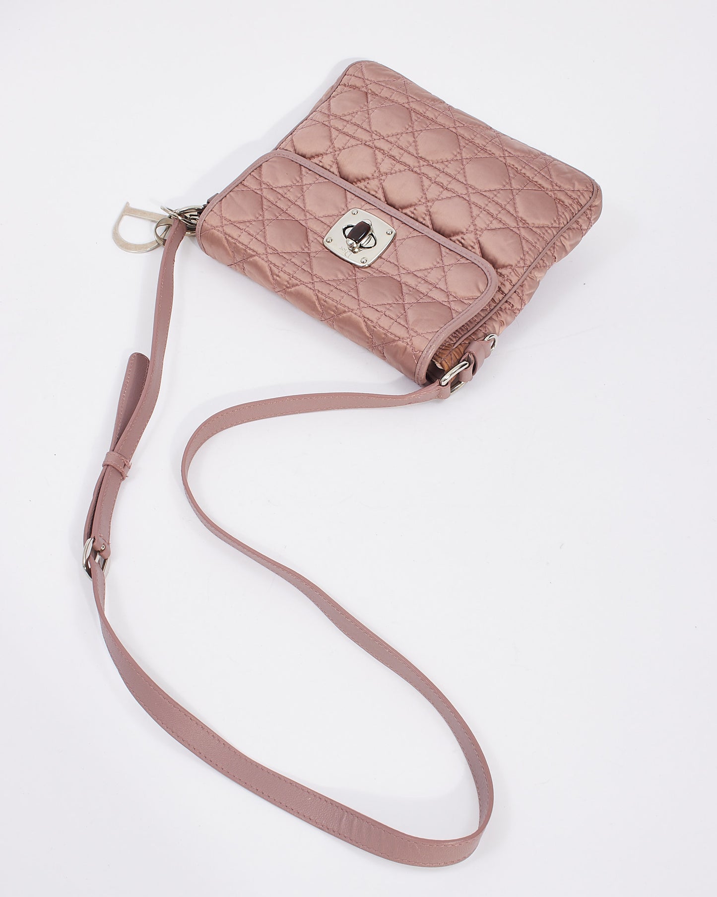Dior Pink Nylon Cannage Square Crossbody Bag