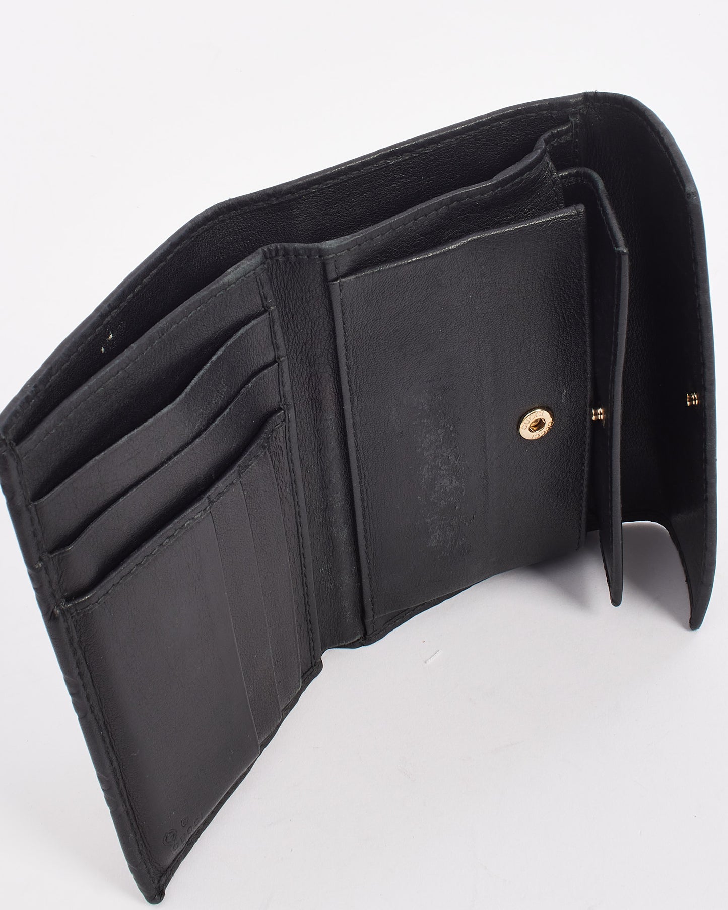 Gucci Black Leather Guccissima Continental Wallet