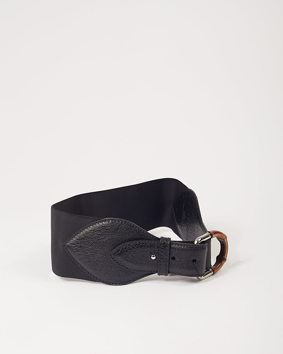 Gucci Black Leather Bamboo Buckle Belt - 65