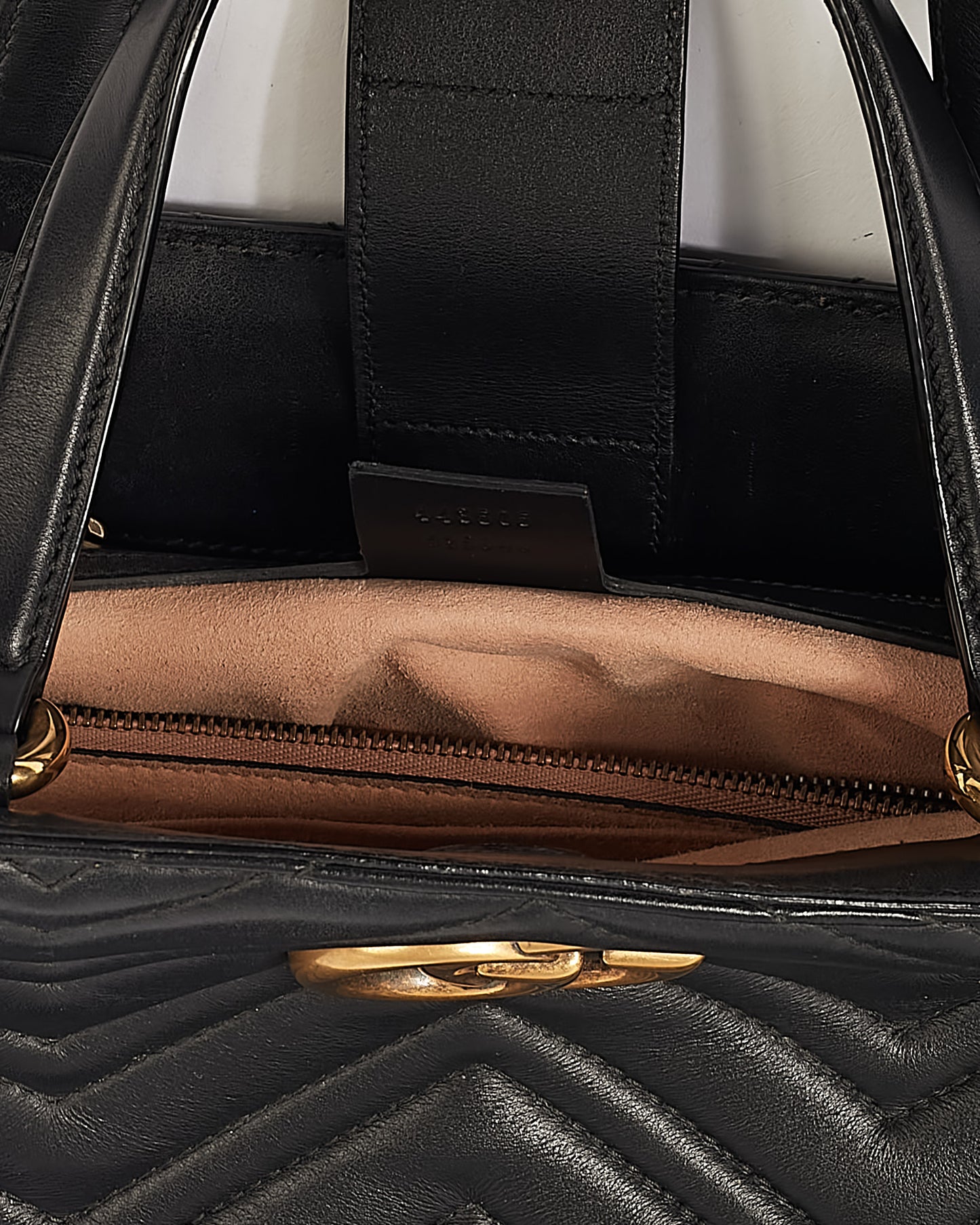 Gucci Black Matelassé Leather Medium GG Marmont Tote Black