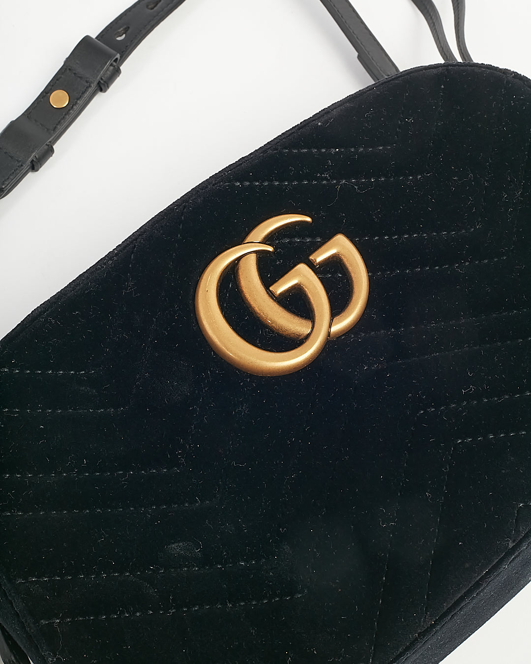Gucci Black Velvet Small Marmont Camera Crossbody