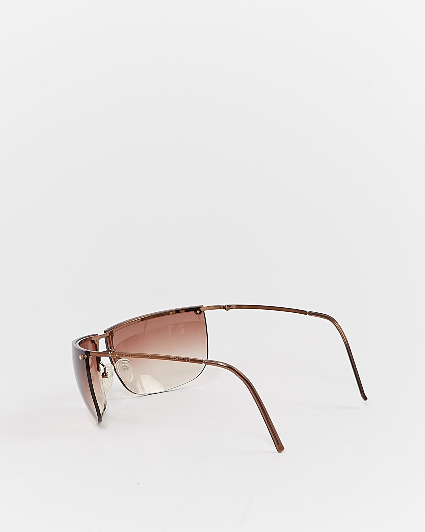 Gucci Brown Metal Frame Rimless Sunglasses