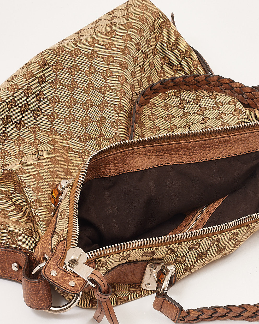 Gucci GG Beige Canvas Bamboo XL Tote Bag