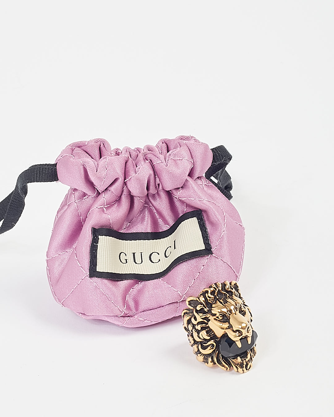 Gucci Gold Tone Lion Head Ring - 7.5