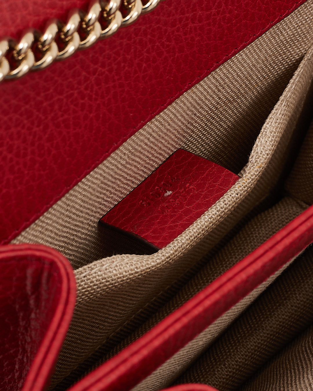 Gucci Red Pebbled Interlocking GG Dollar Crossbody Bag