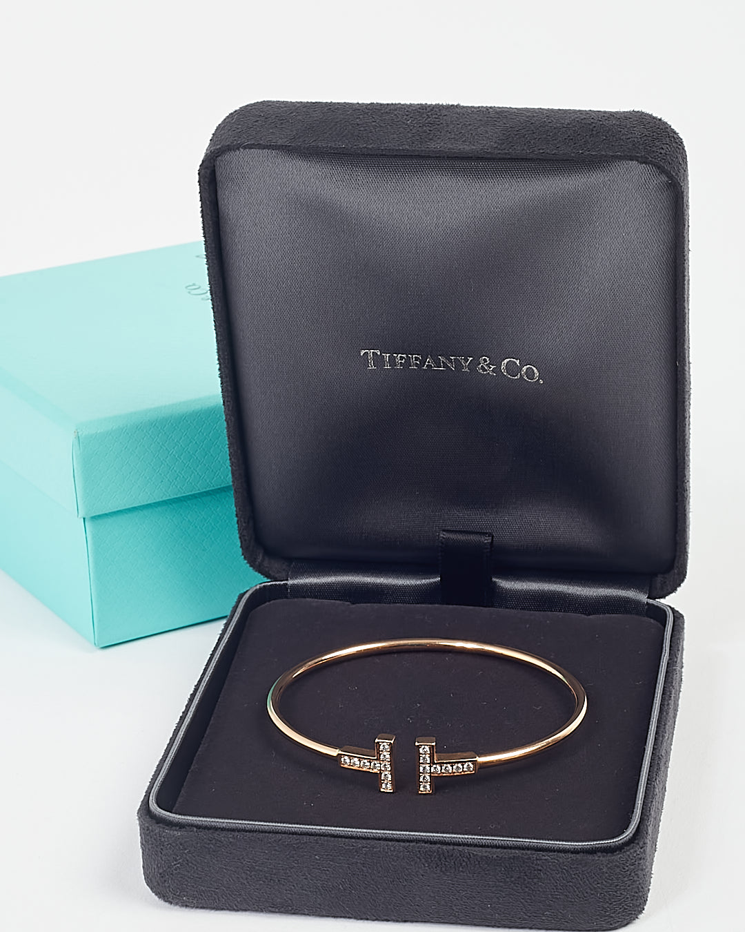 Tiffany & Co.18K Rose Gold Diamonds T Wire Cuff Bracelet