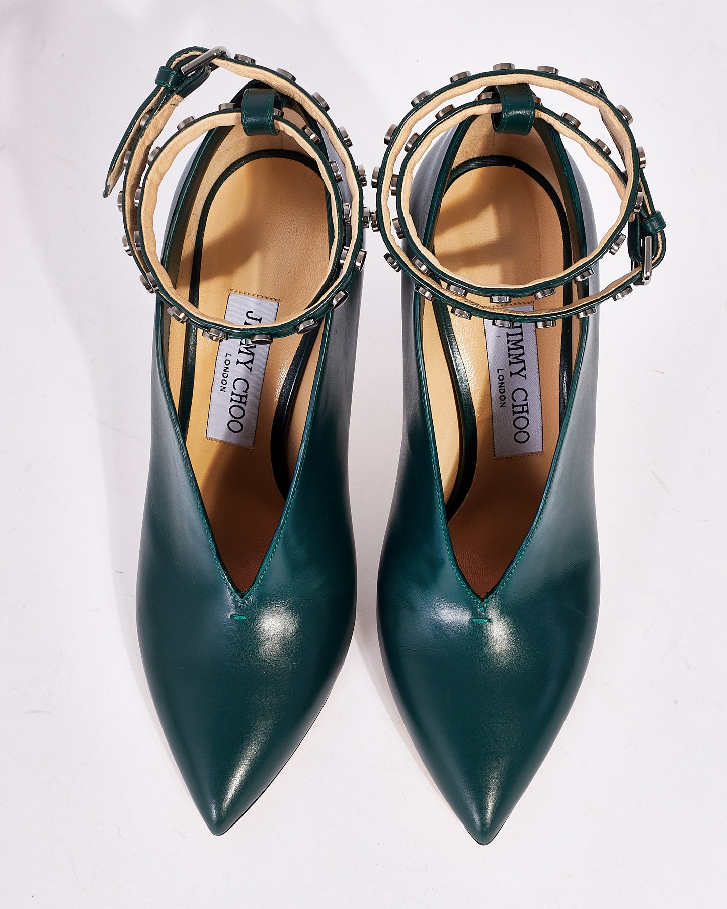 Jimmy Choo Talons à bout pointu en cuir vert bouteille Lark - 36,5