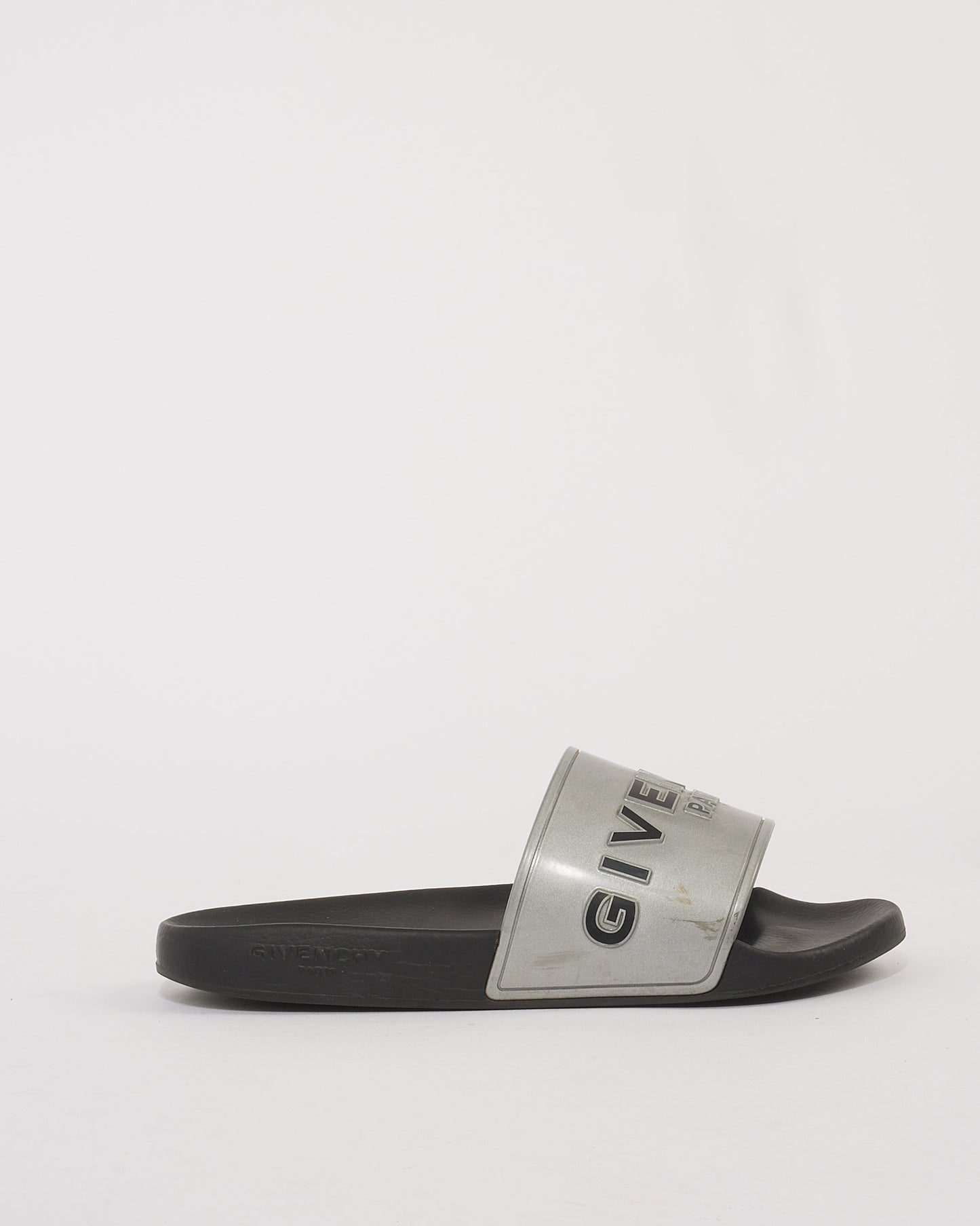 Givenchy Silver Metallic Logo Pool Slides - 39