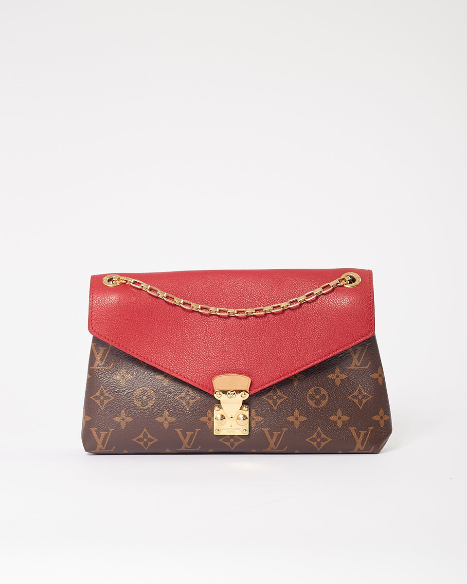 Louis Vuitton Red Leather & Monogram Canvas Pallas Chain Shoulder Bag –  RETYCHE