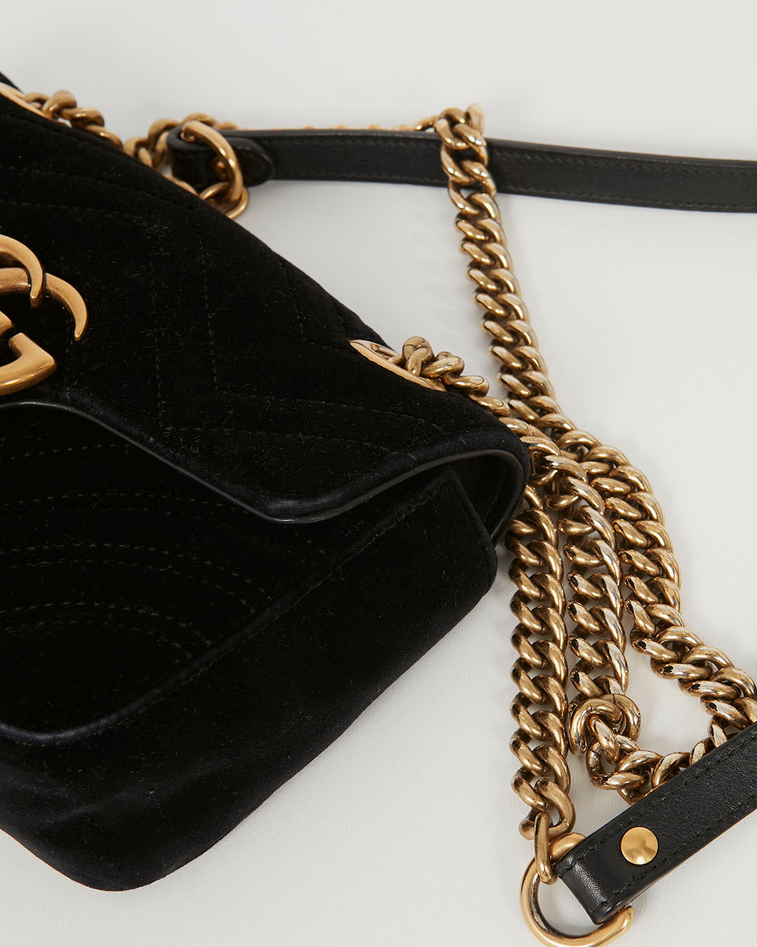 Gucci Black Velvet Mini Marmont 2.0 Shoulder Bag