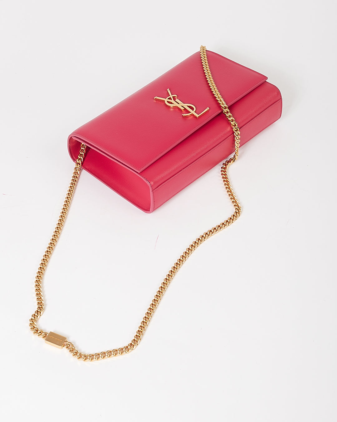 Saint Laurent Fuchsia Grained Leather Medium Kate Chain Bag