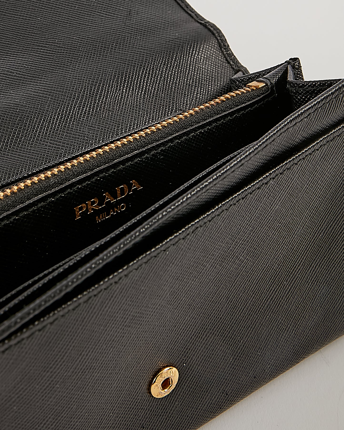 Prada Black Saffiano Leather Flap Wallet