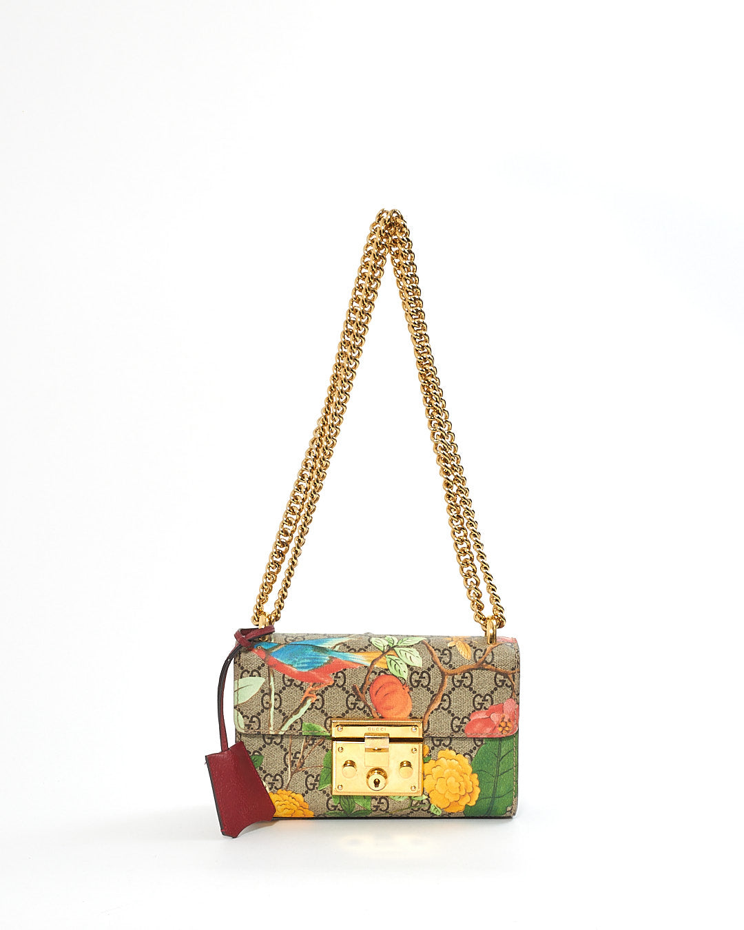 Explore a Gucci GG Supreme Monogram Tian (Floral) Small Padlock