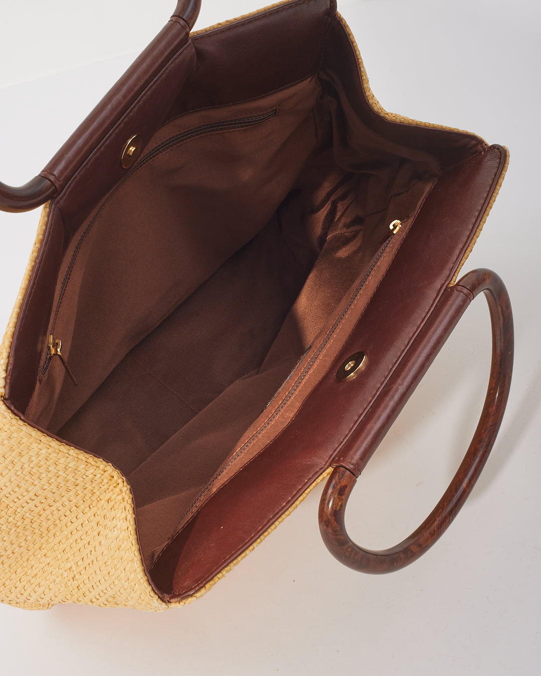 Chanel Beige Raffia Top Handle Tote