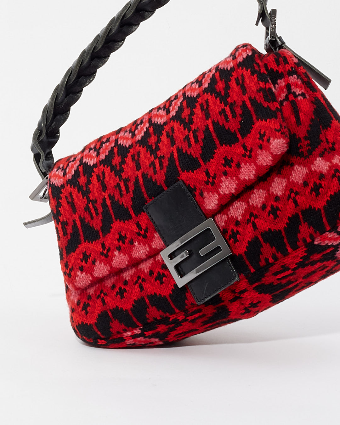 Fendi Red/Black Knit Mamma Baguette