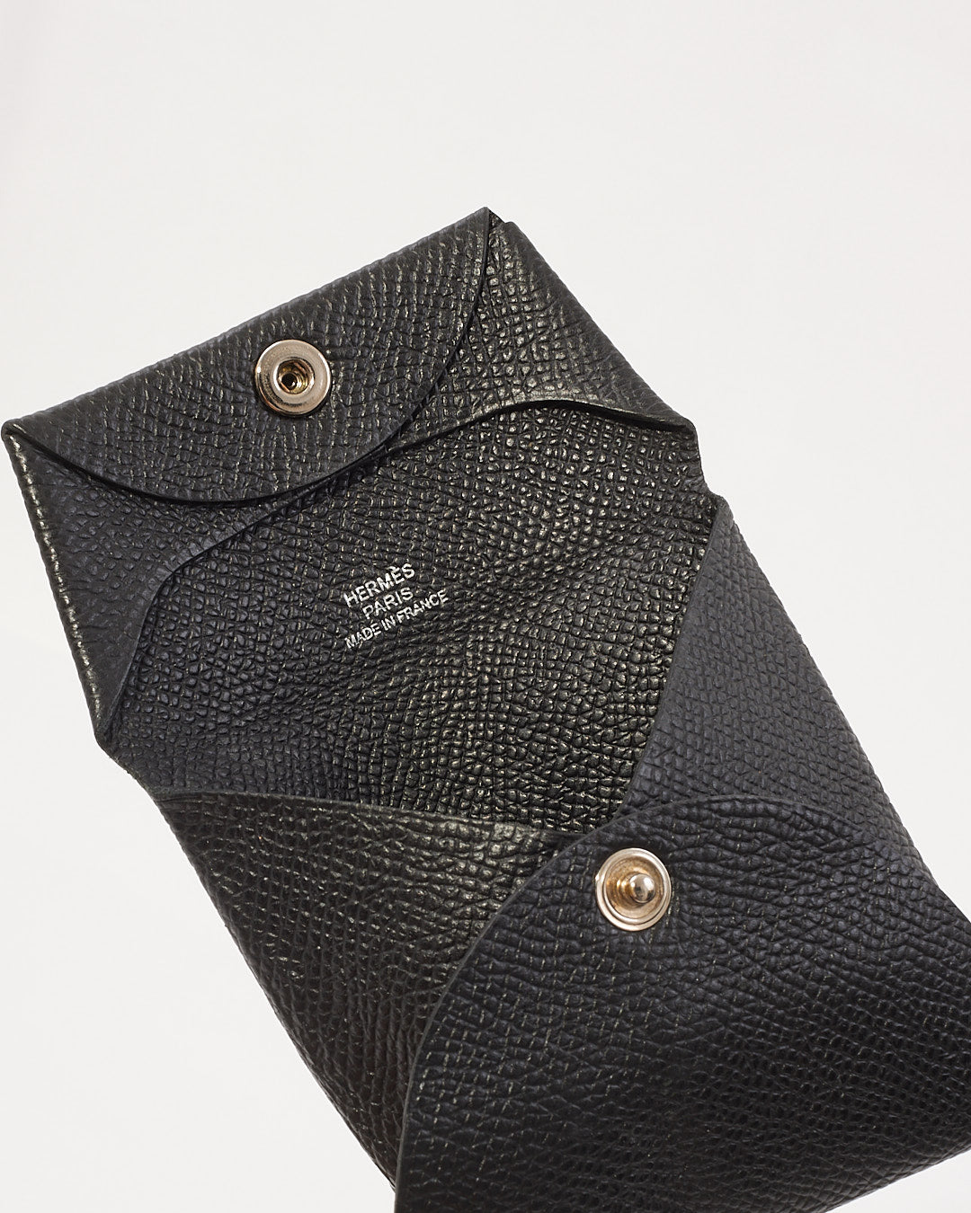 Hermes Black Leather Bastia Coin Purse