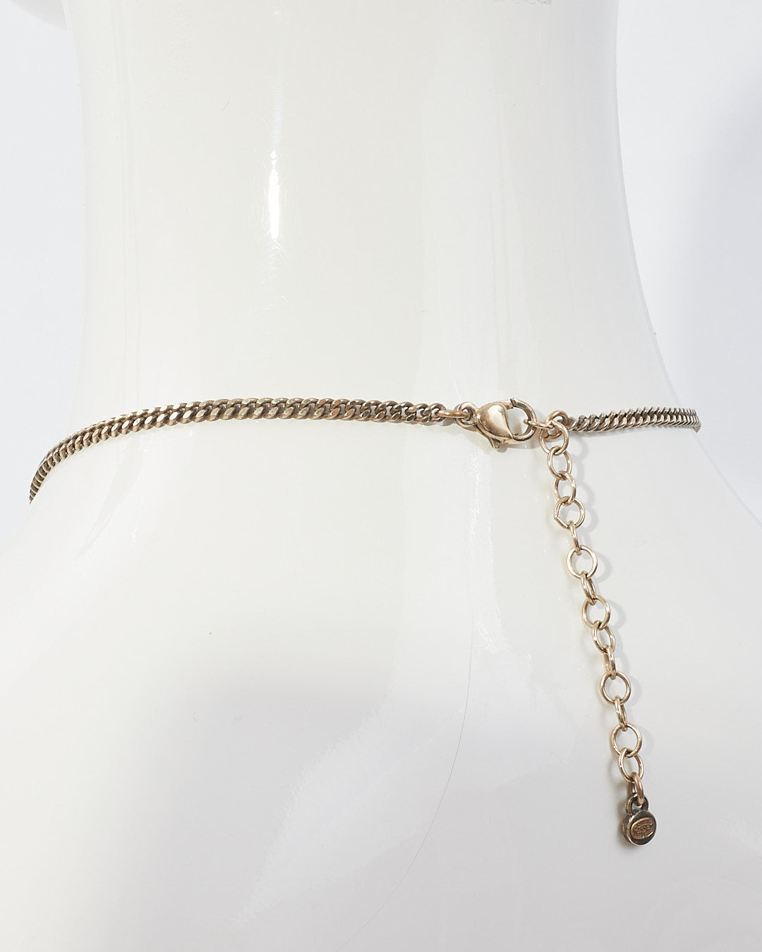 Chanel CC Gunmetal Toned Black and White Charm Necklace