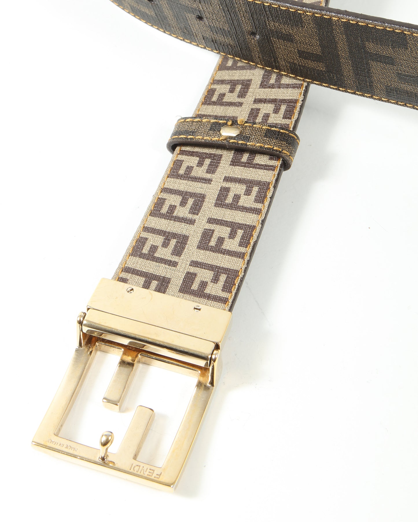 Fendi Brown Zucca/Zucchino Convertible Canvas Belt - 80