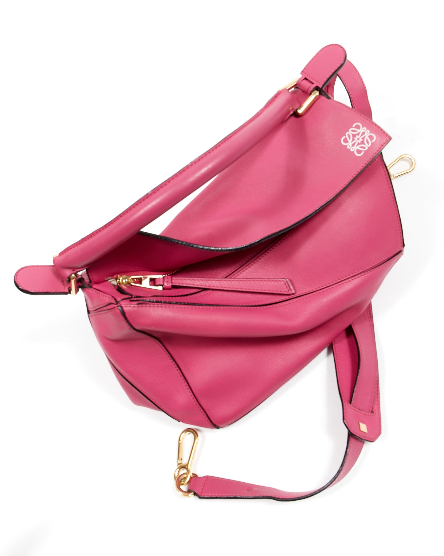 Loewe Fuchsia Leather Medium Puzzle Bag