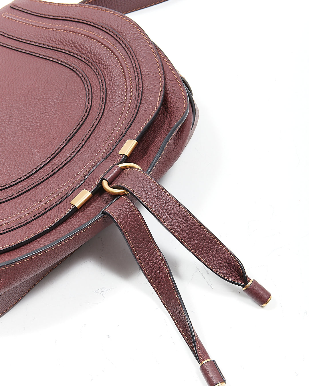 Chloe Burgundy Leather Marcie Medium Crossbody Bag