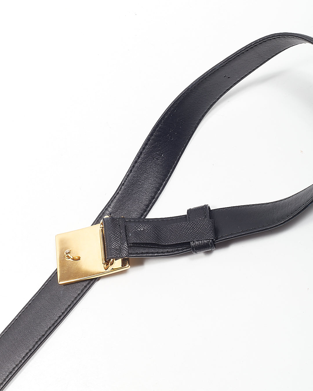 Prada Black Saffiano Leather Buckle Logo Belt - 32/80