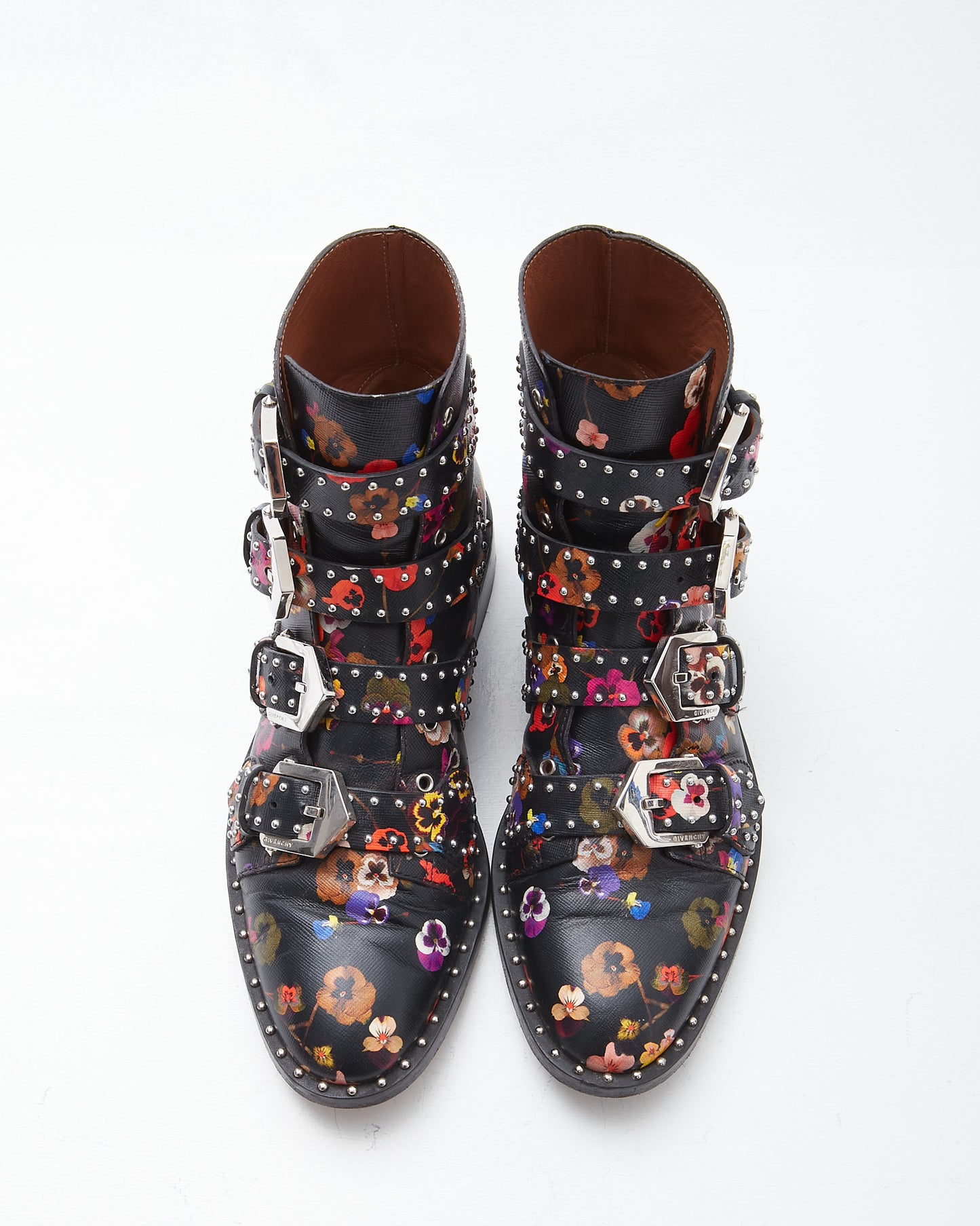 Givenchy Floral Studded Buckled Chelsea Boots - 8