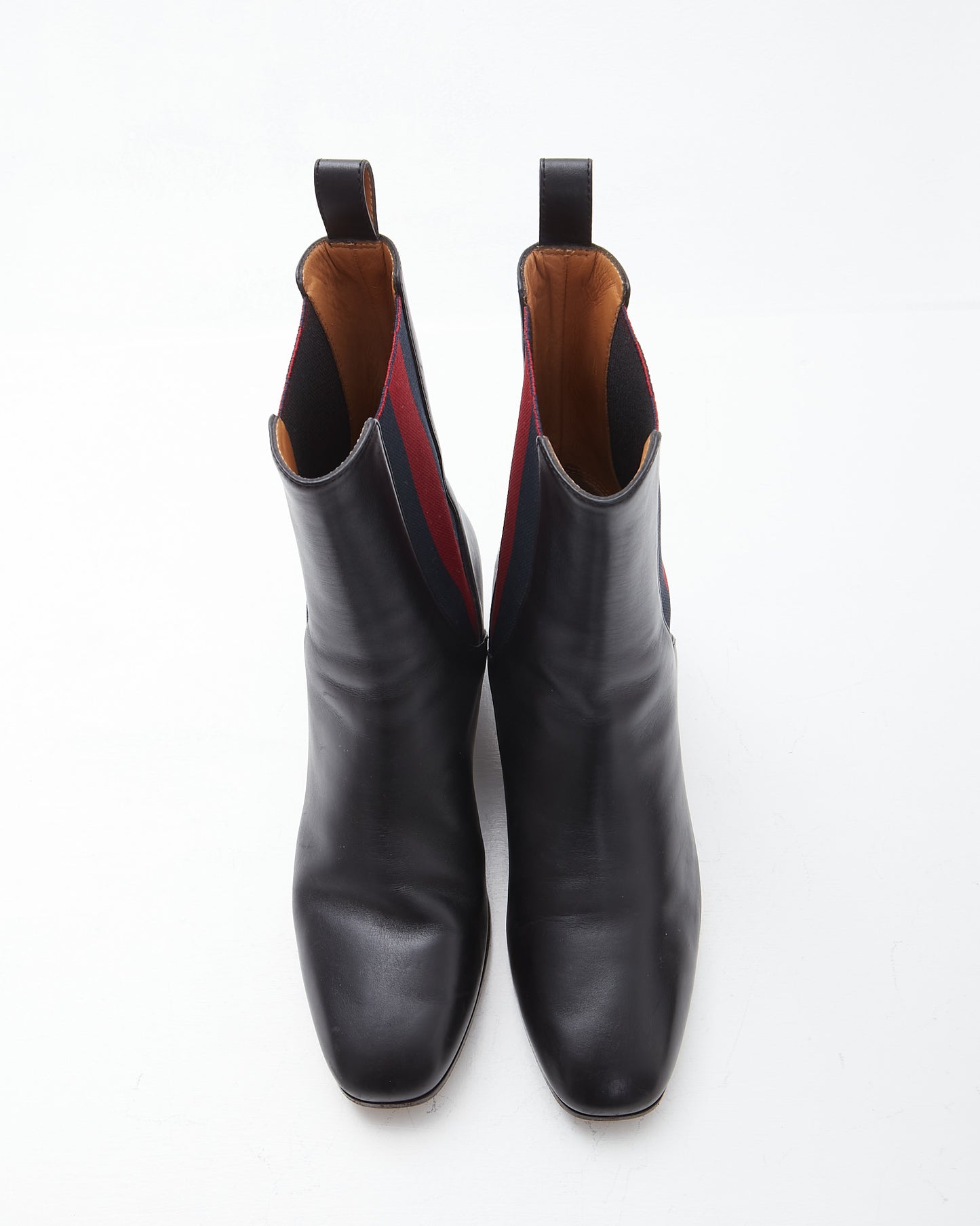Gucci Black Leather Web Accent Chelsea Boots - 38