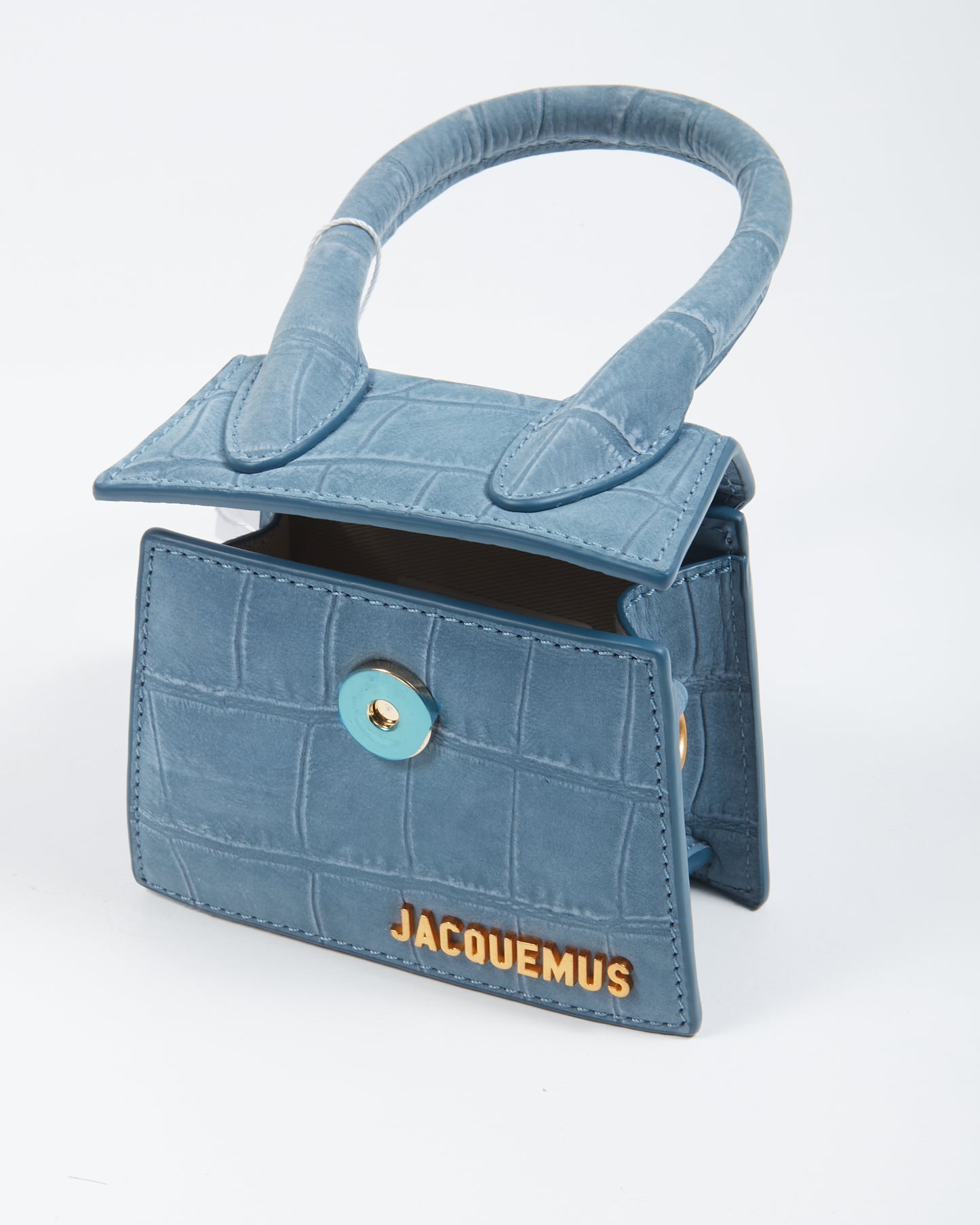 Jacquemus Mini sac Le Chiquito en daim bleu embossé croco