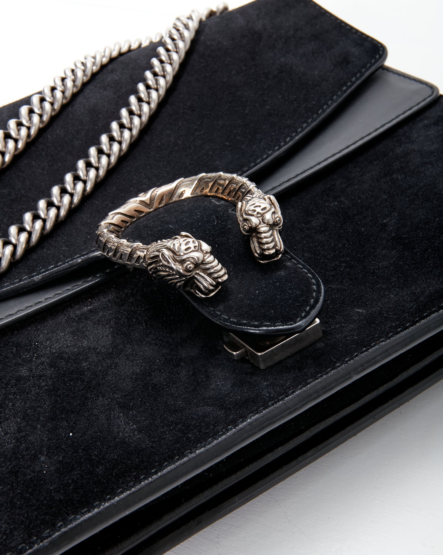 Gucci Black Suede Medium Dionysus Chain Shoulder Bag
