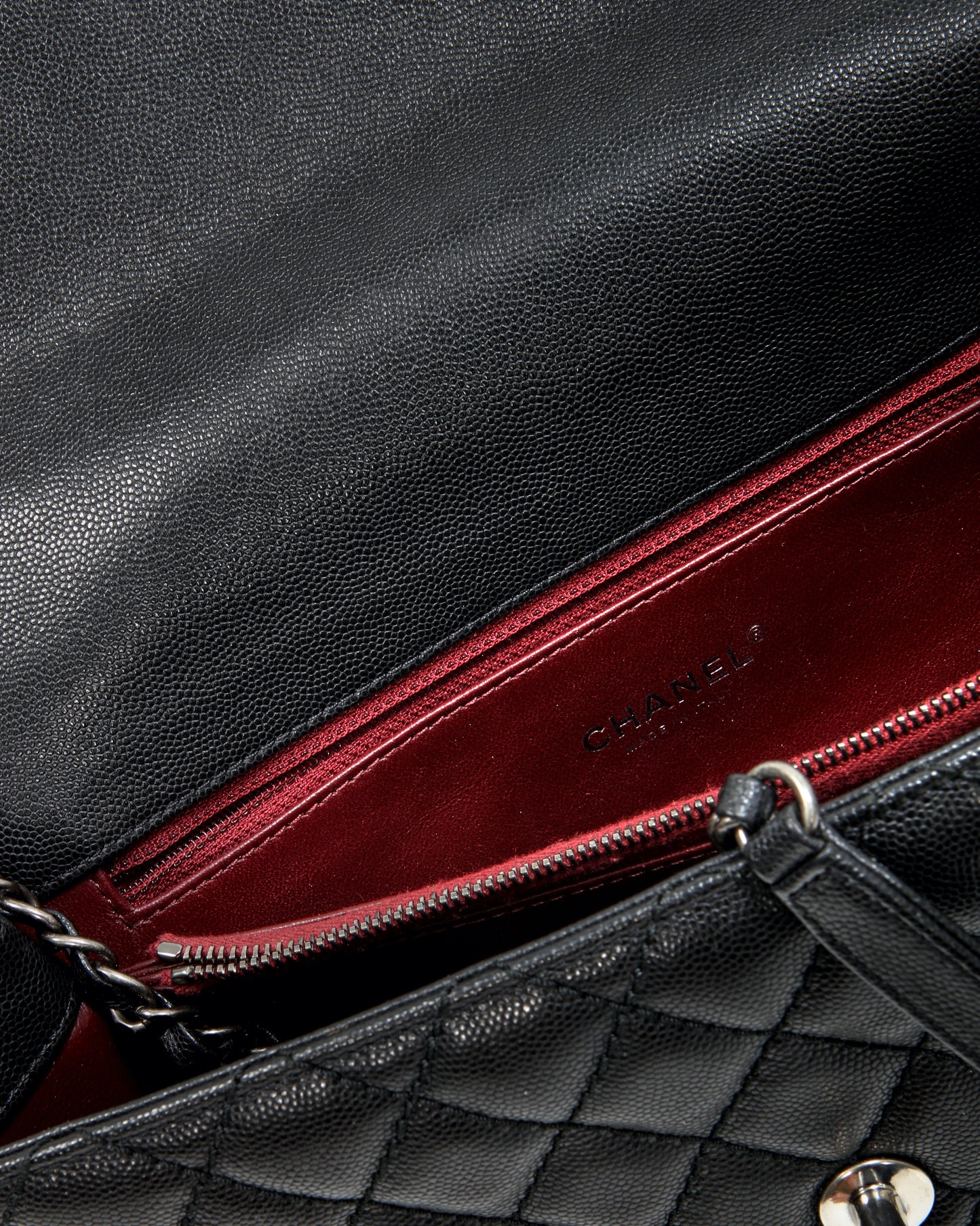 Sac à poignée supérieure en coco avec poignée en lézard matelassé noir caviar Chanel