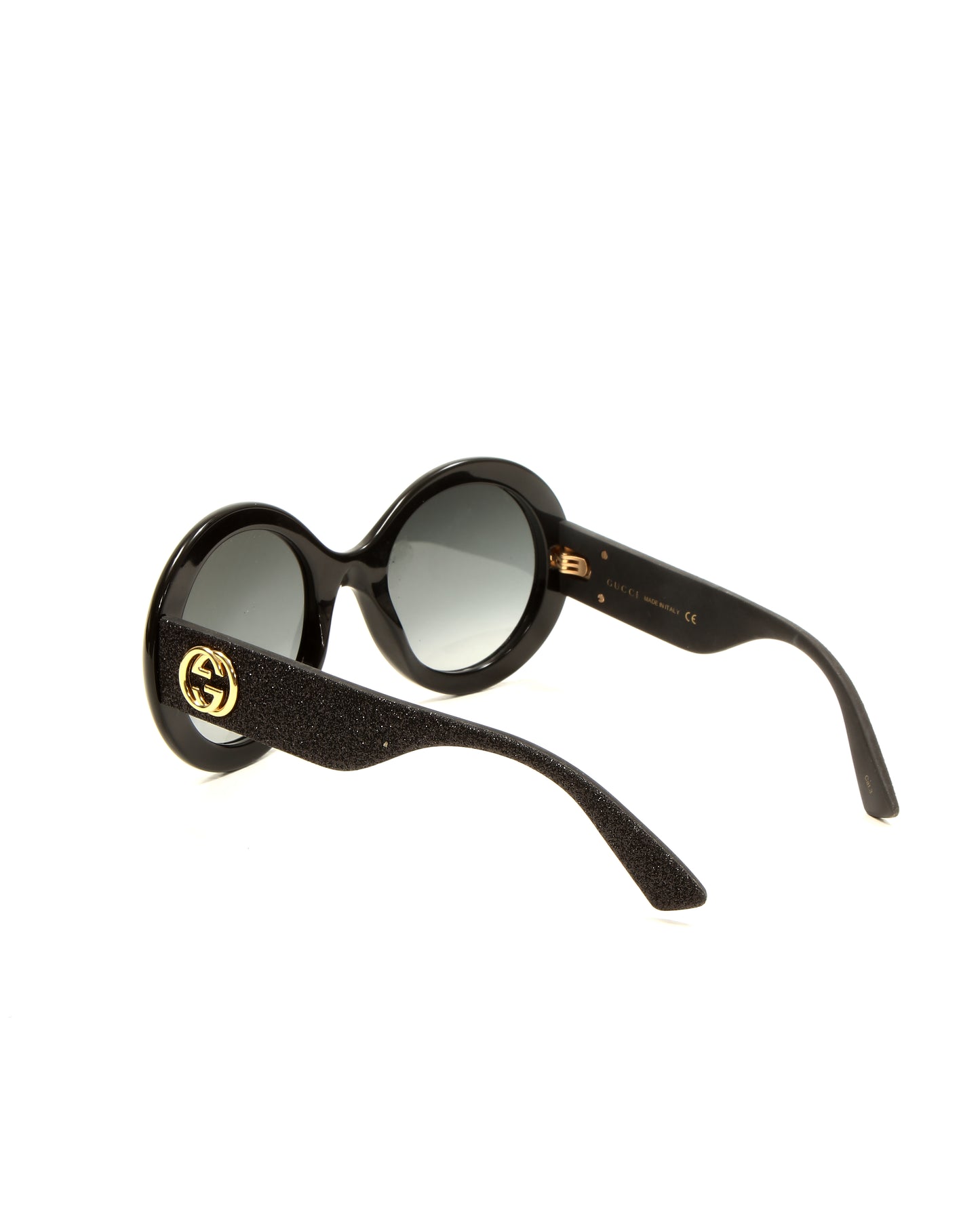 Gucci Black Round Glitter GG0101S Sunglasses
