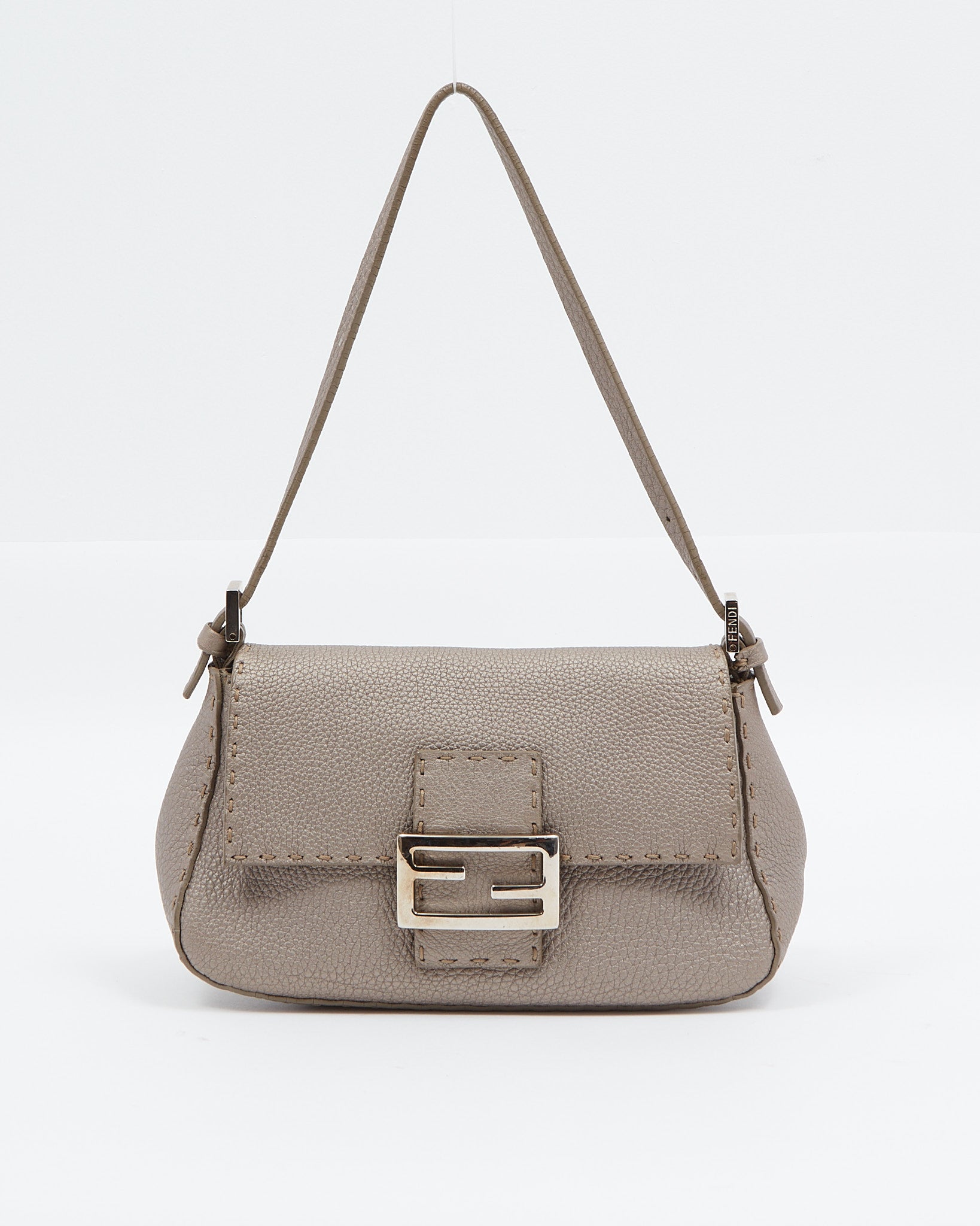Explore a Fendi Silver Selleria Leather Mamma Baguette Shoulder